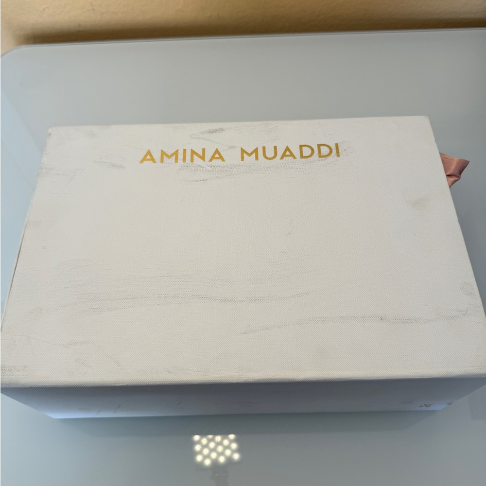 AMINA MUADDI GILDA MIRROR MULES OMBRÉ BLUE WHITE SIZE 42 WOMENS HEELS - Picture 8 of 12